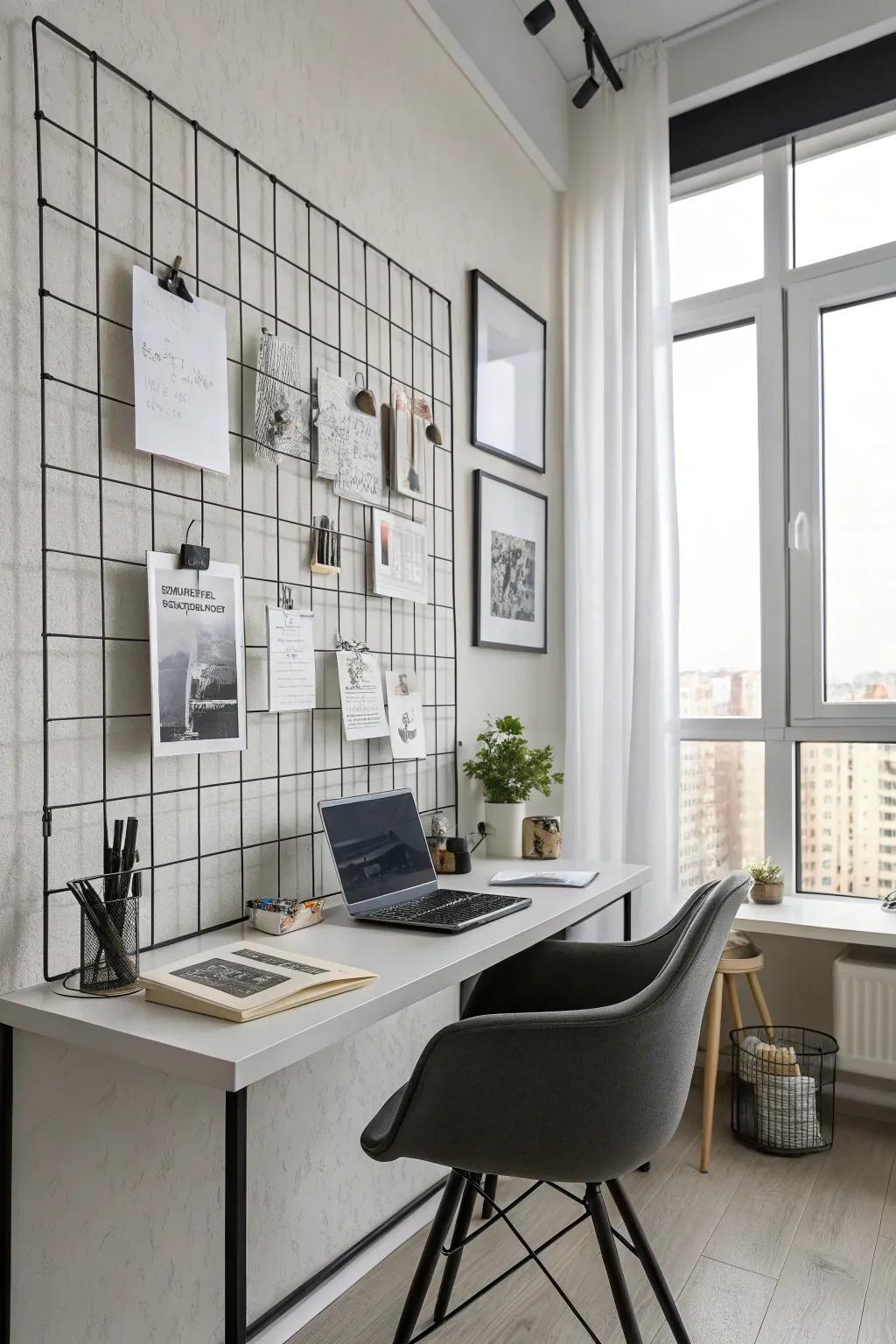 A contemporary home office bulletin board featuring an understated design.