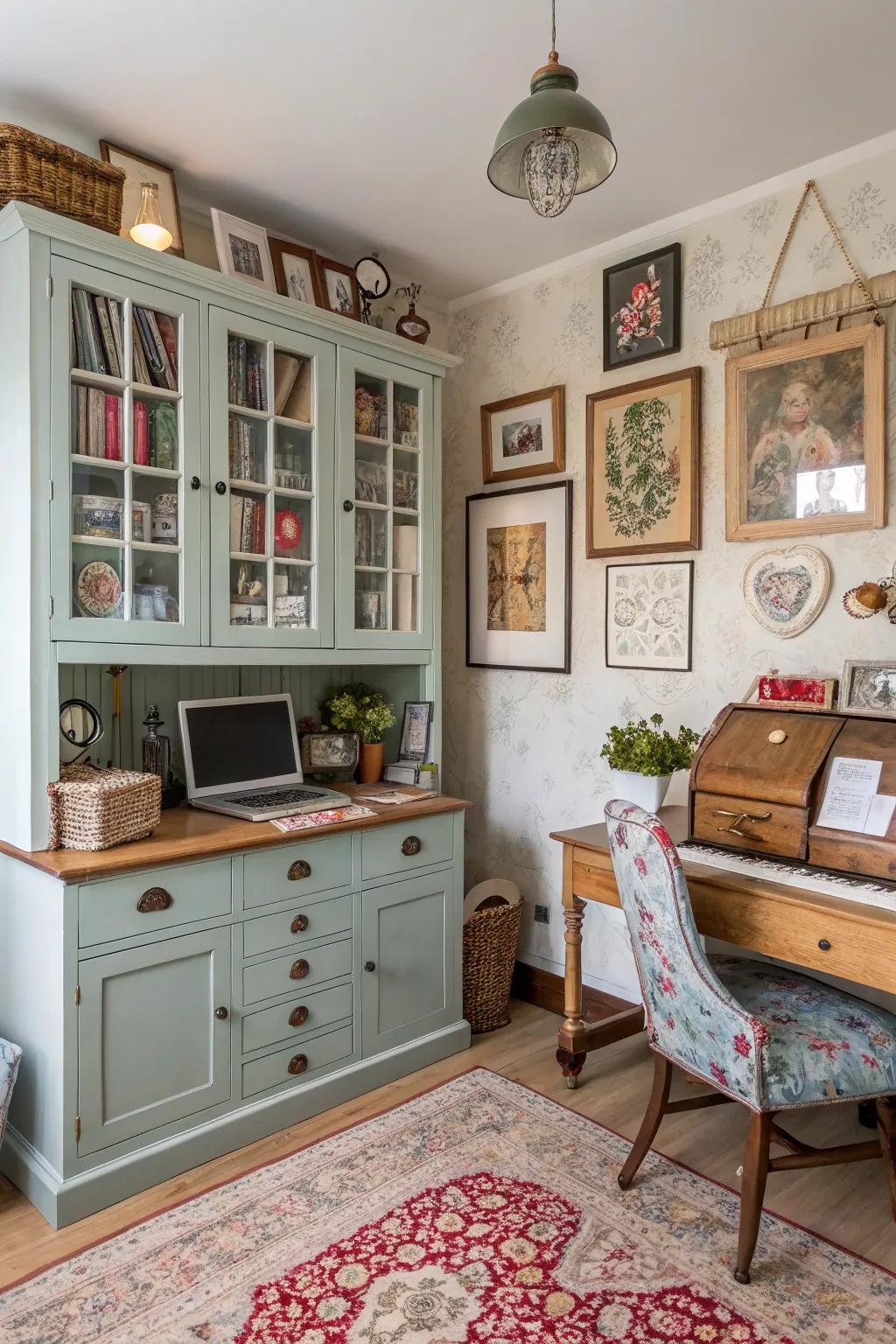 Embrace nostalgia using vintage-styled cabinets.