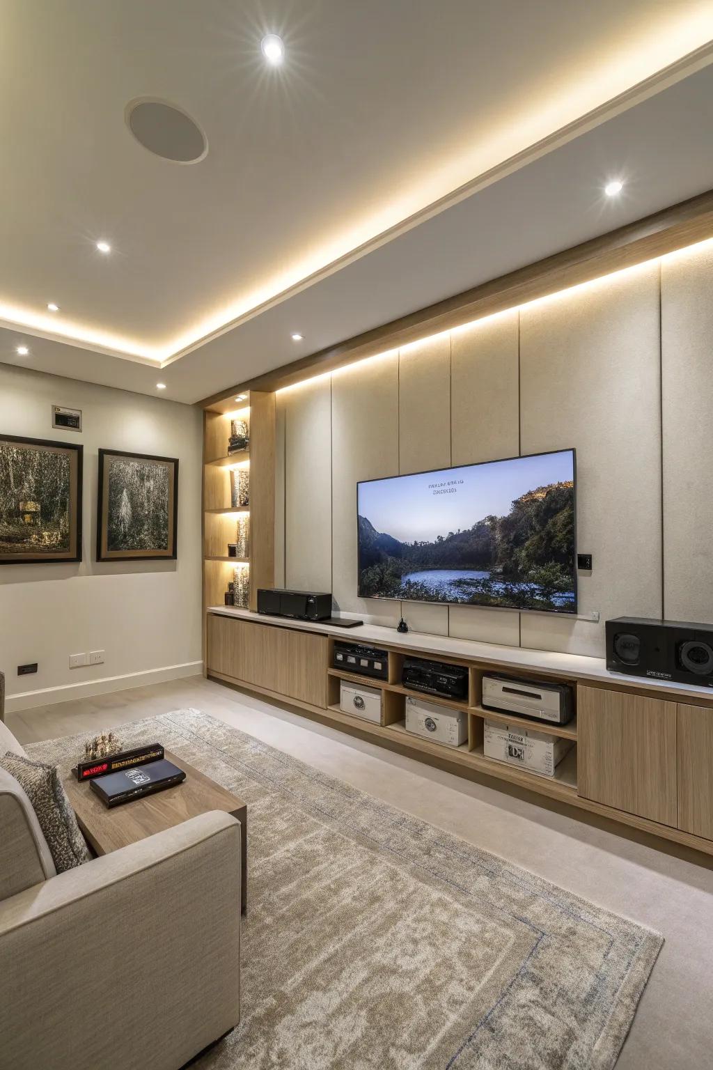 Technology mixes effortlessly into the room's design.