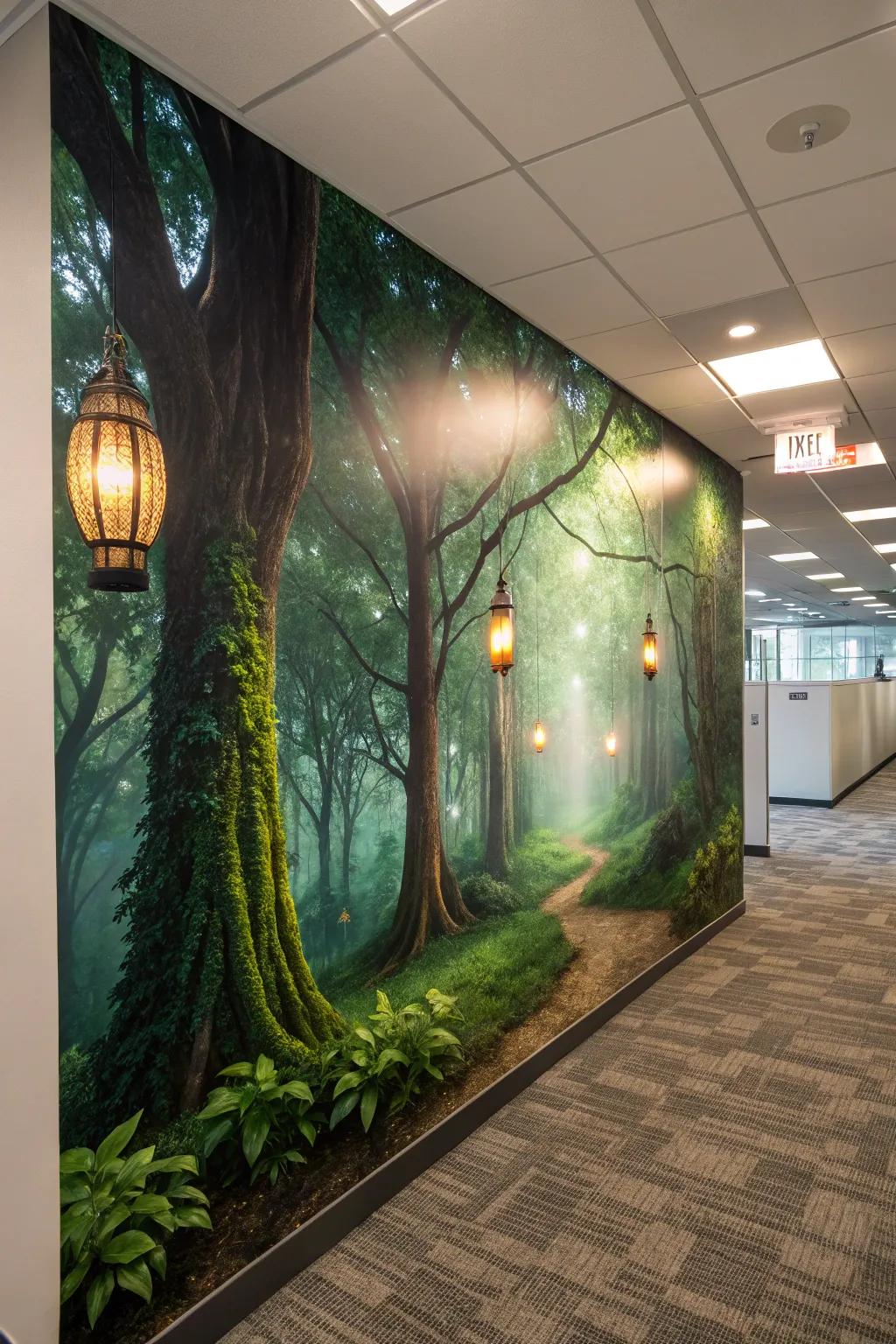 Put a little bit of wonder inside your office with woodlands coverings.