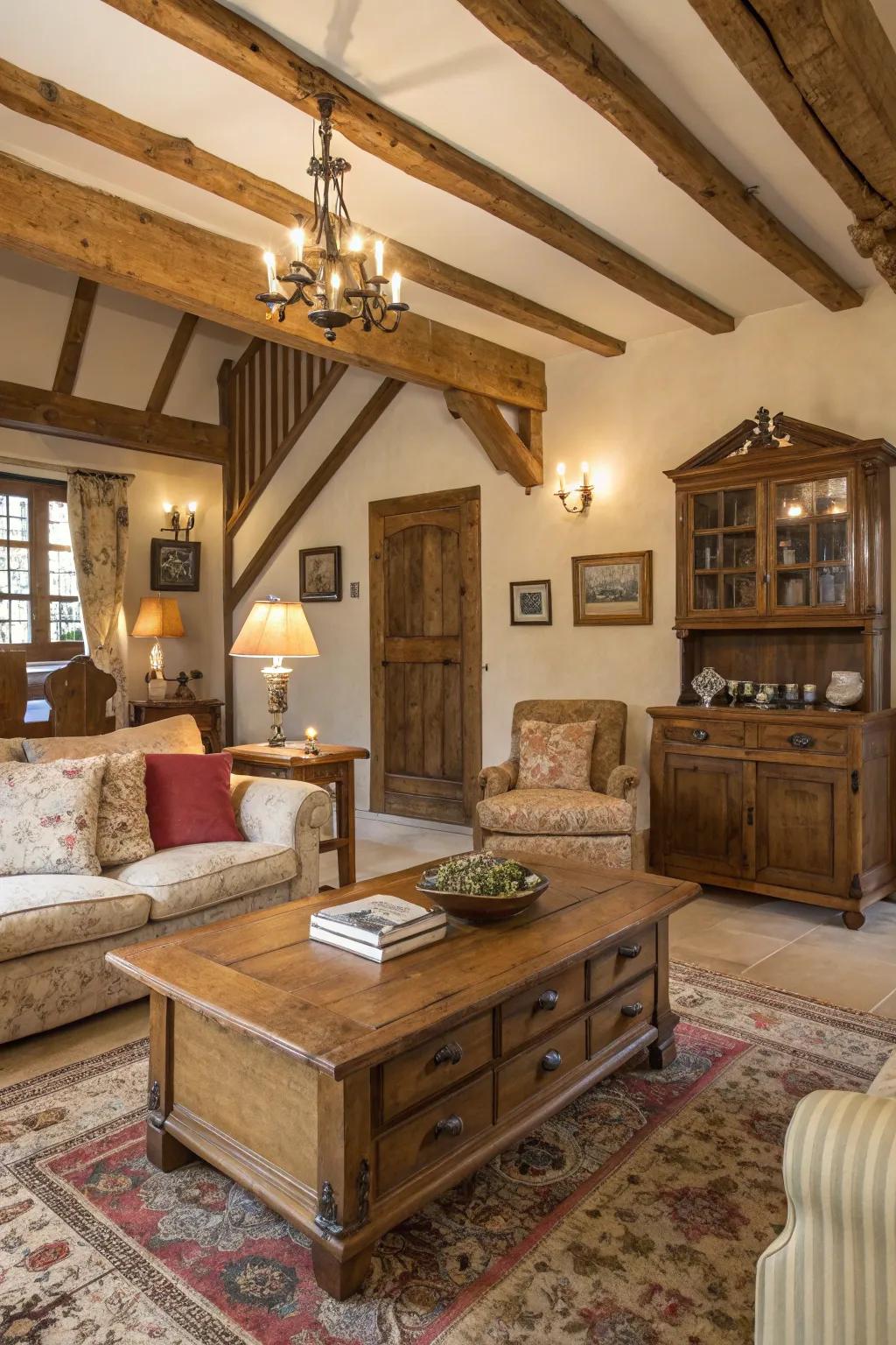 Country accents introduce a hint of rustic charm.