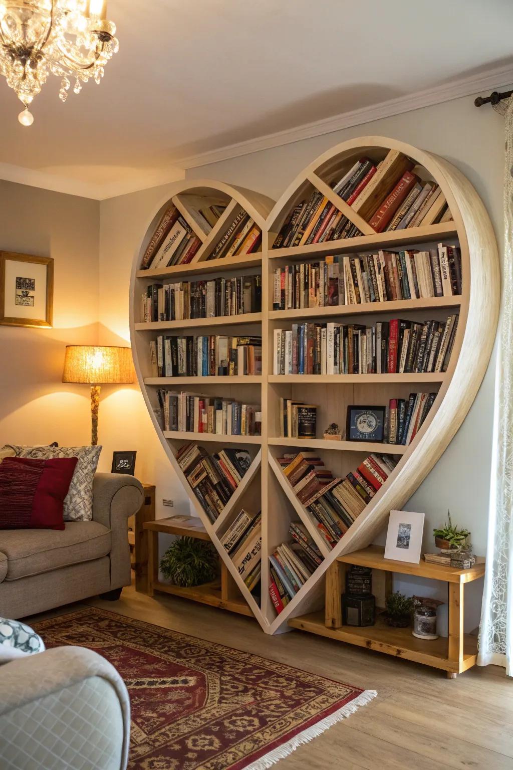 Heart-shaped bookcases combine function and art beautifully.