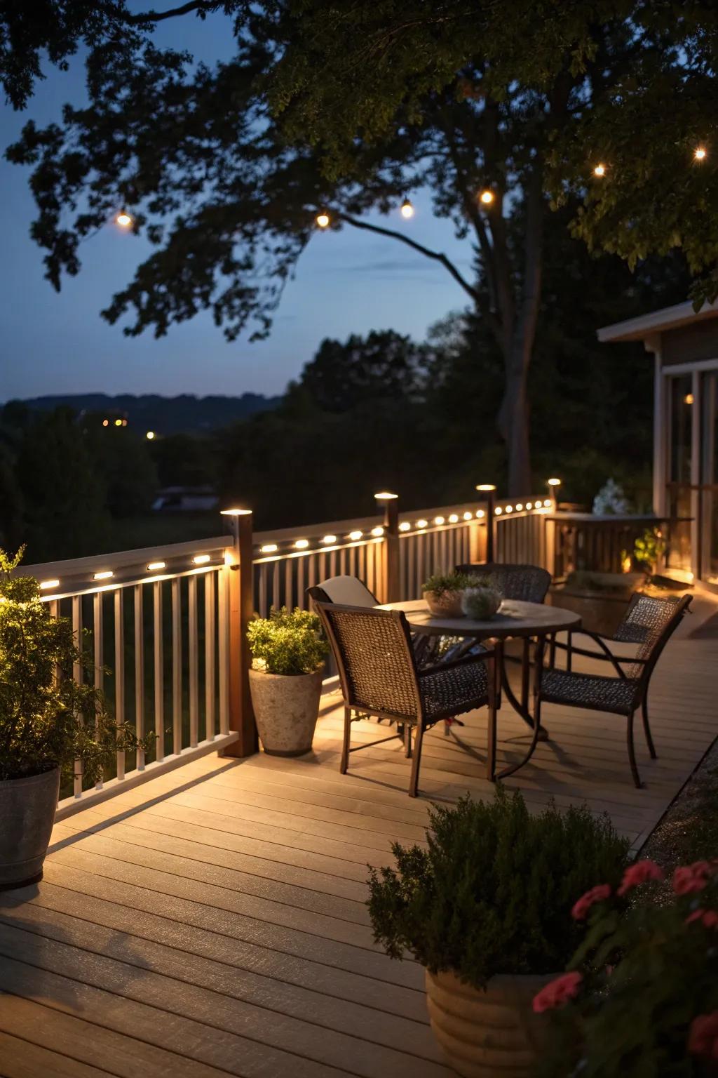 Improve your patio using understated rail illumination.
