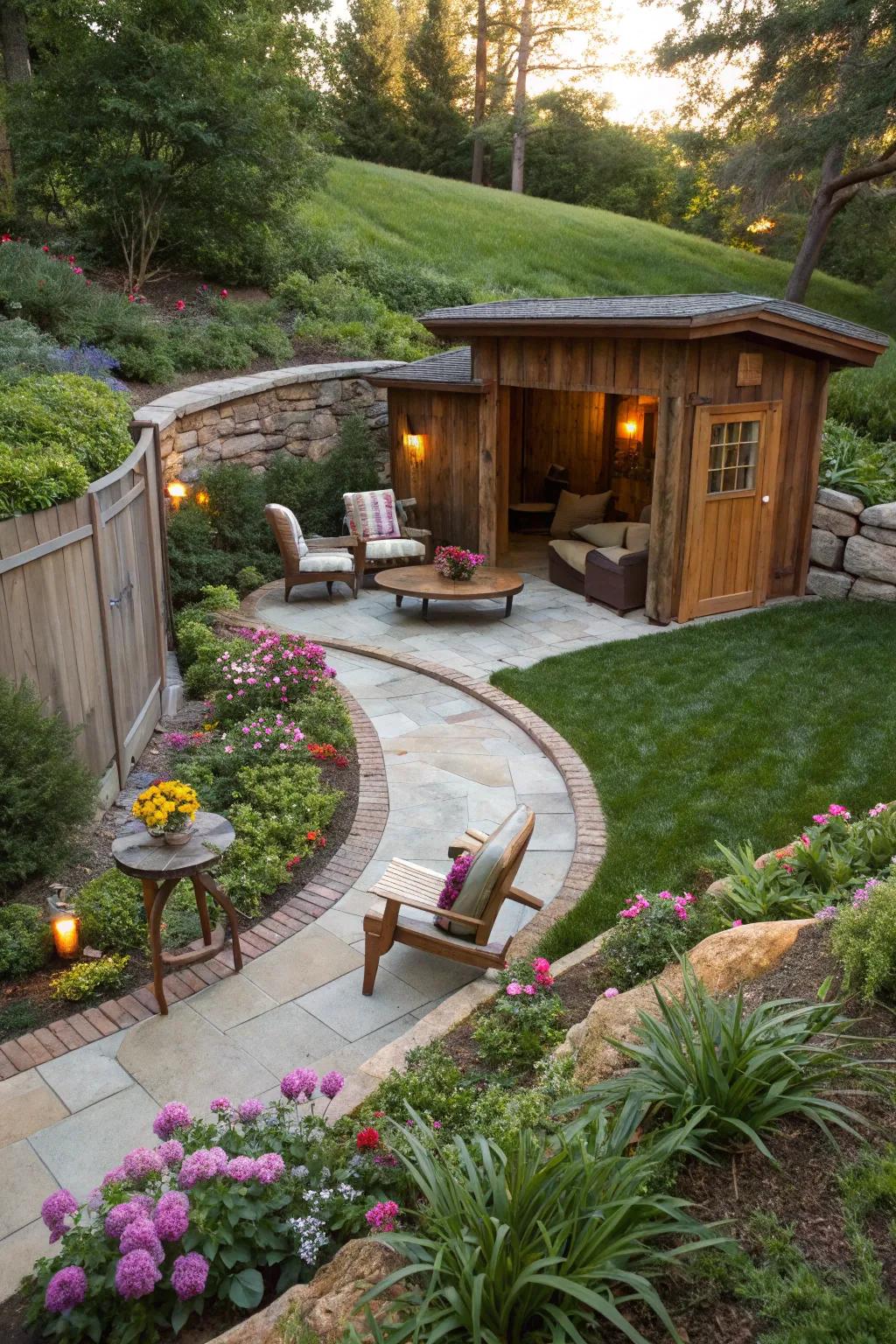 Integrate your personal space with the flora for a harmonious outdoor escape.