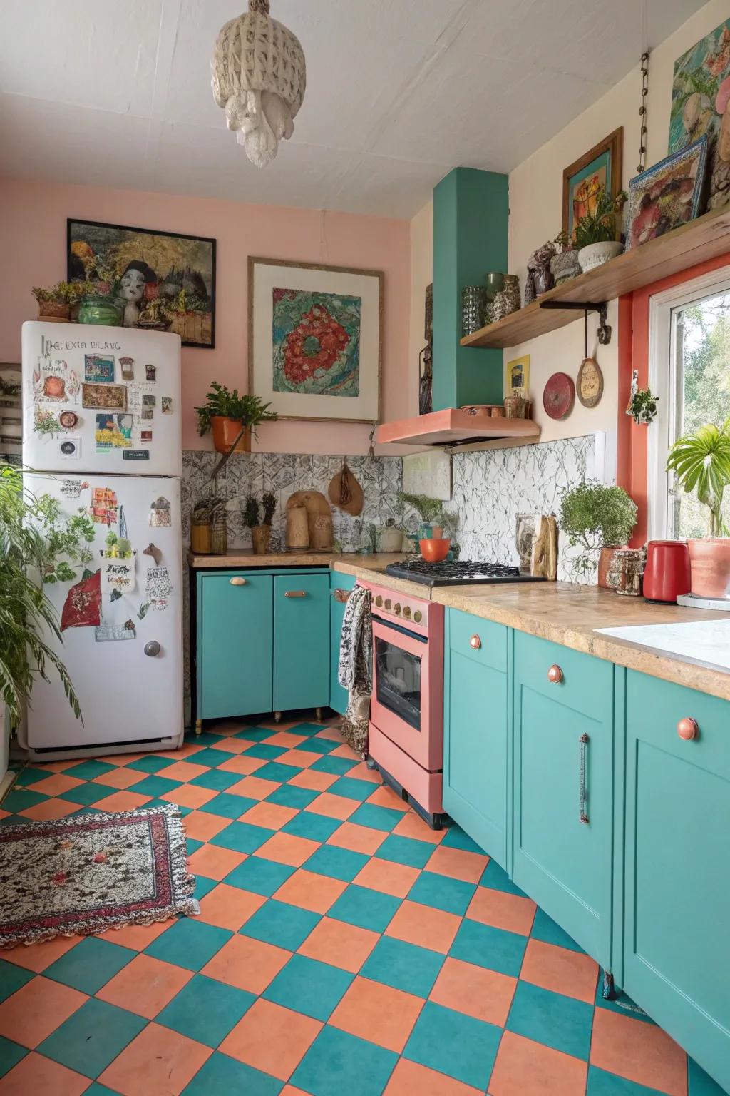 Checkerboard designs featuring a twist render playful refinement.