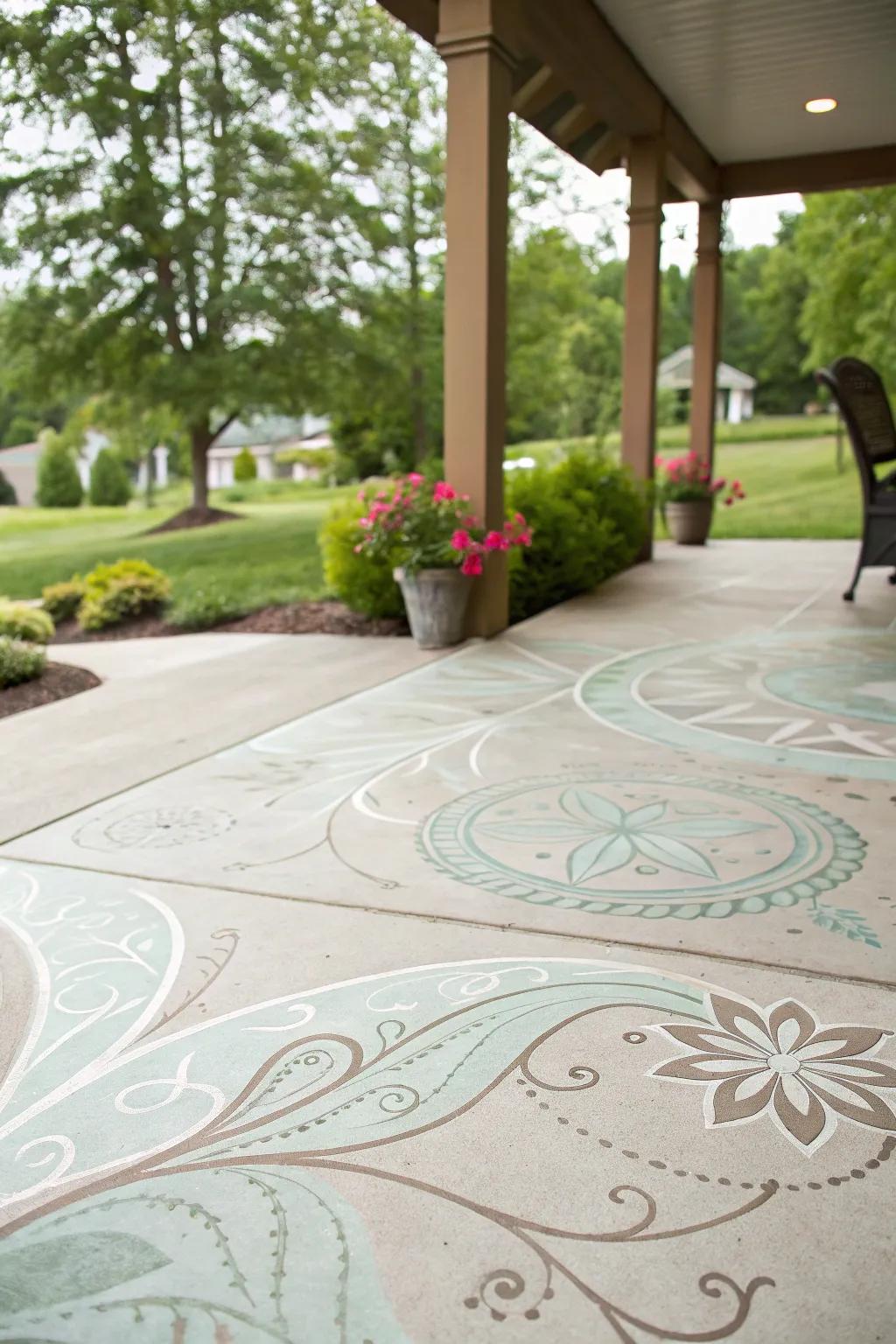 A Zen-inspired patio provides a tranquil refuge through its calming patterns.