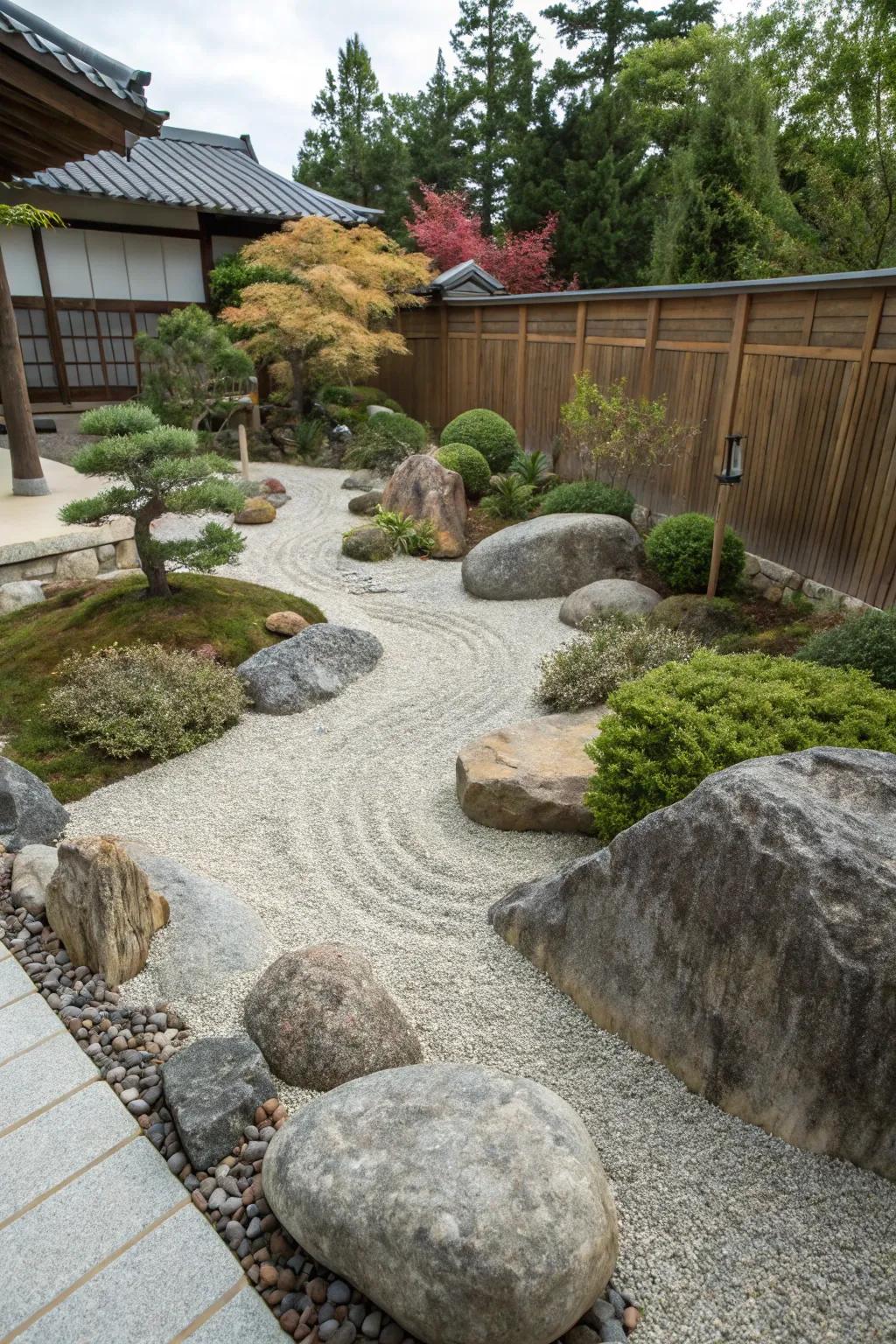 Create a low-maintenance rock garden with pea gravel.
