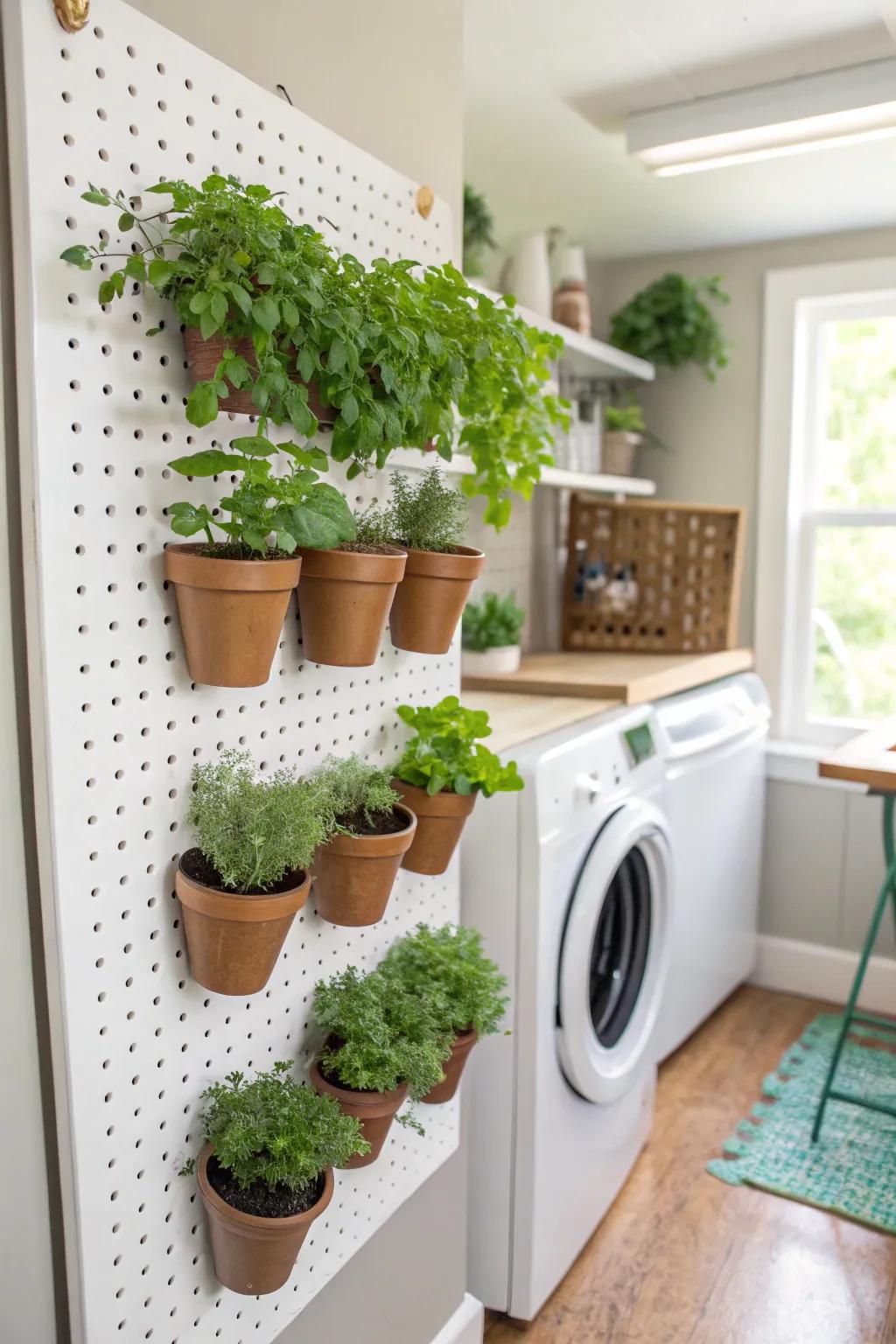 Bring freshness with a slat wall herb garden.