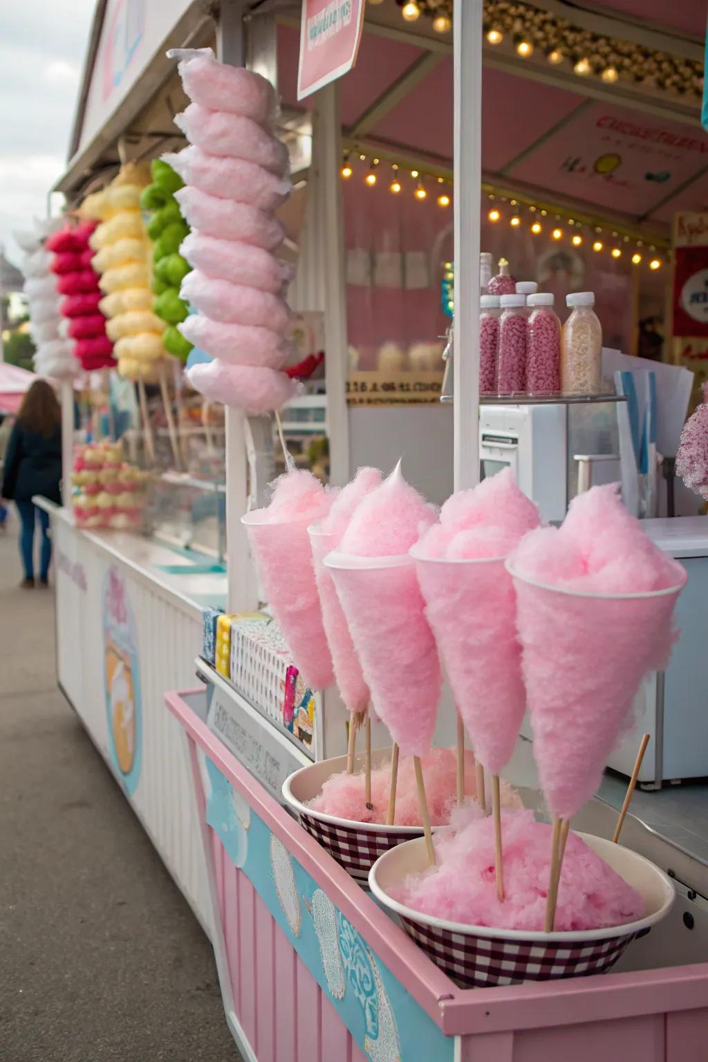 Roseate spun sugar offers a sweet and nostalgic treat for those attending.