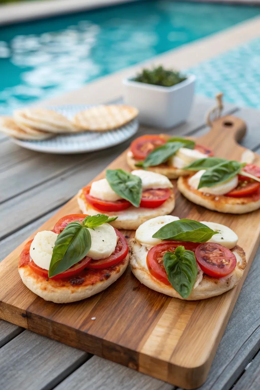 Bite into a delicious mini garden pizza.