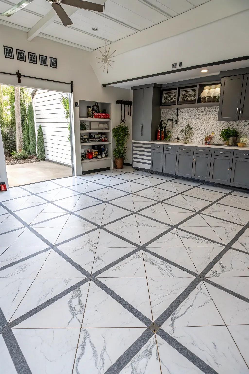 Make a new look by putting tiles on a diagonal.