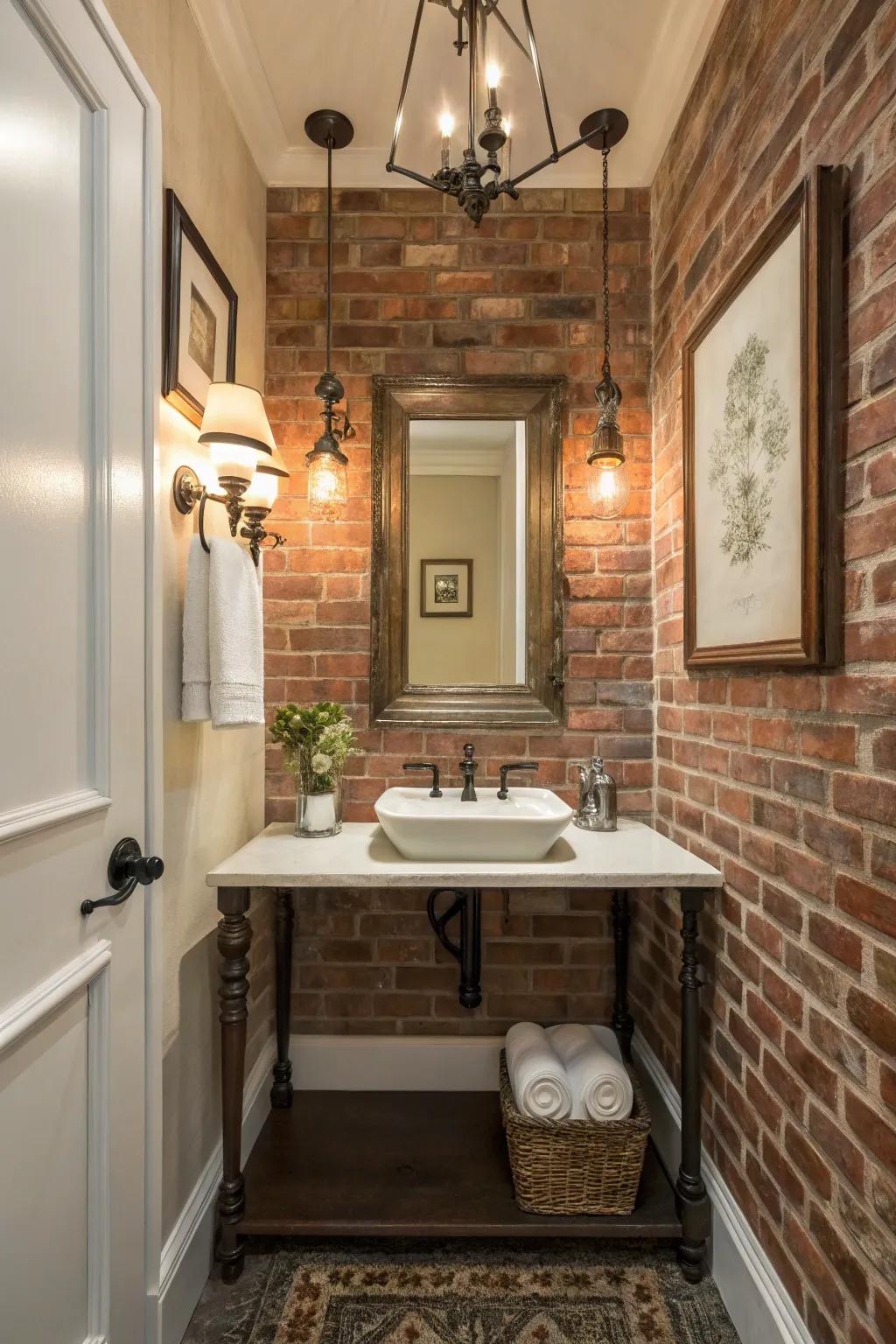 Brick partitions proffer rustic allure.