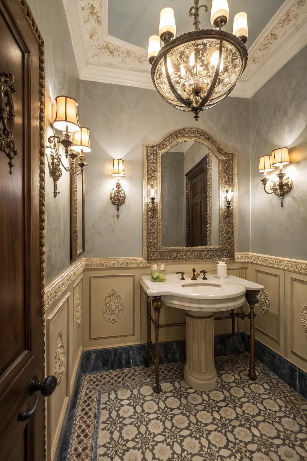 Vintage fixtures add nostalgic charm and depth.
