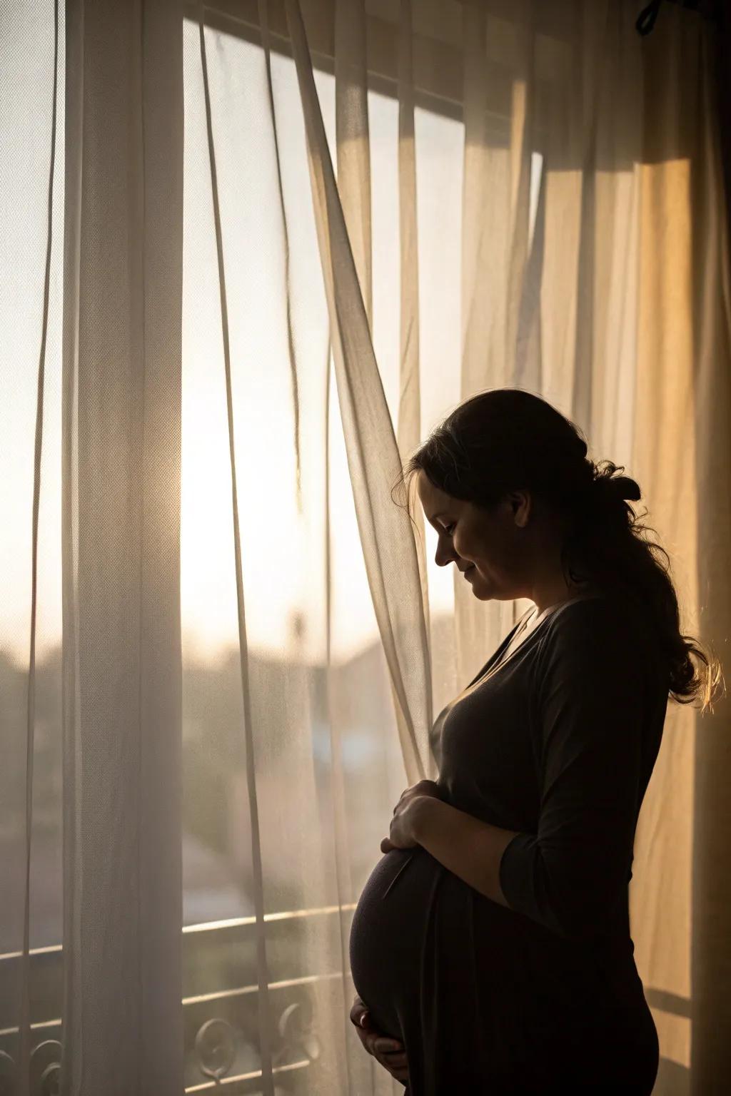 The gentle light through drapes fashions a beautifully intimate setting.