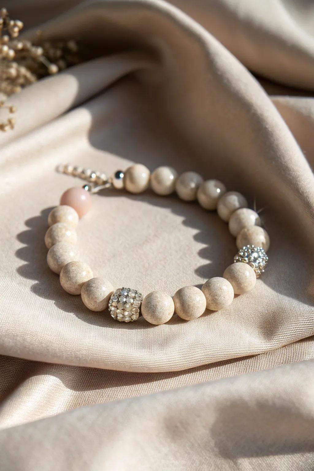Elevate your style with a hint of sparkle: The perfect stylish clay bead bracelet for a glamorous yet minimalist aesthetic.