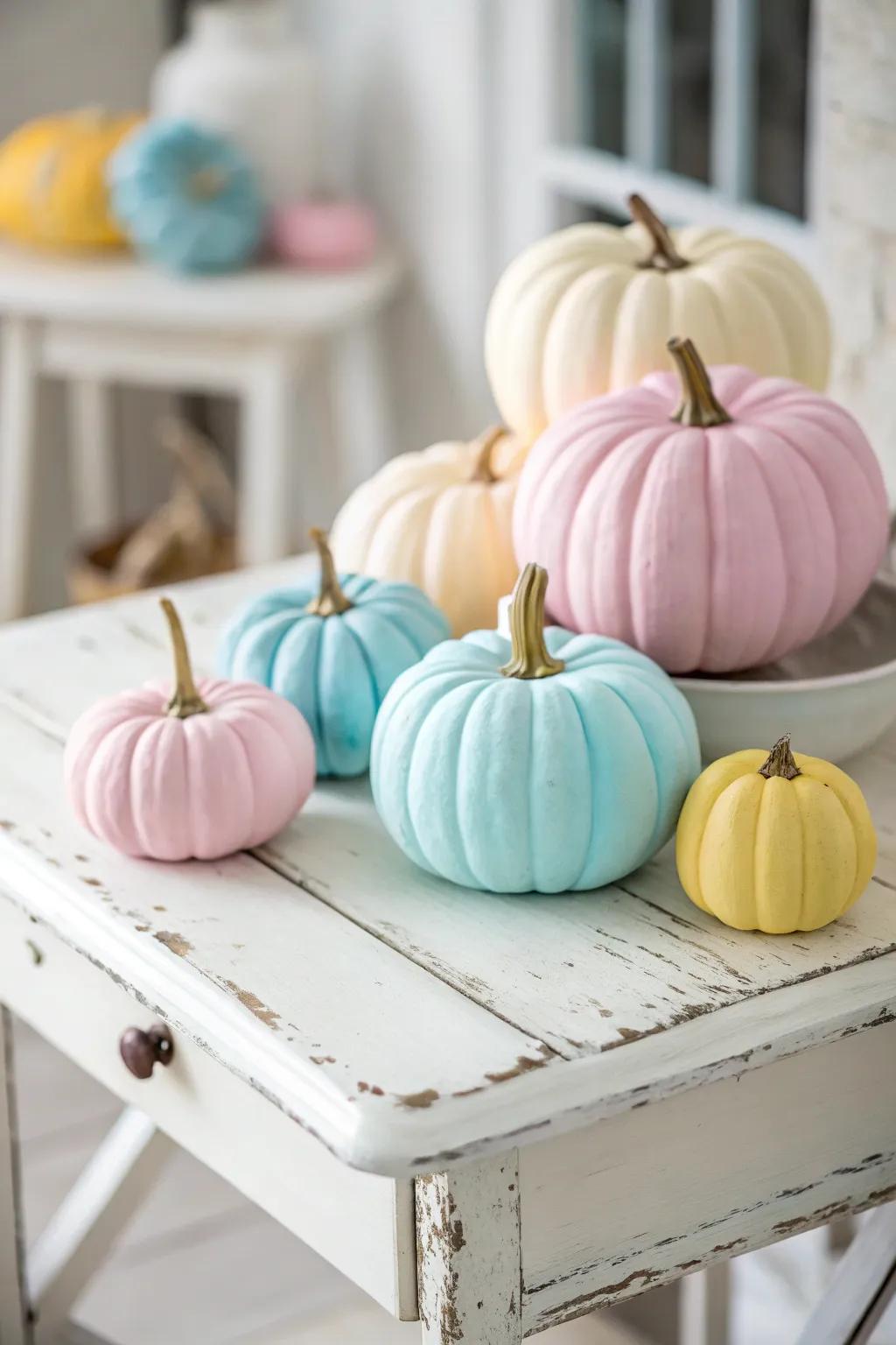 Surprise everyone with soothing soft-tone pumpkins.