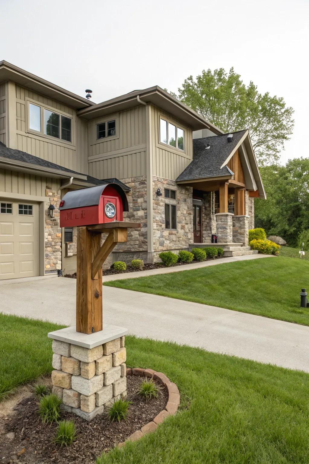 A unique mailbox complementing the raised ranch.