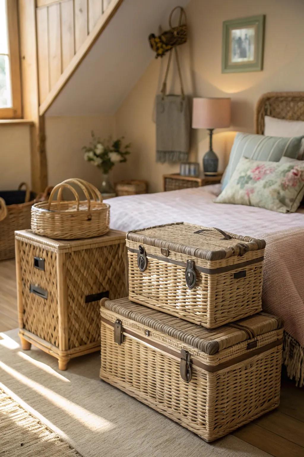 Rattan storage includes allure while keeping your space organized.