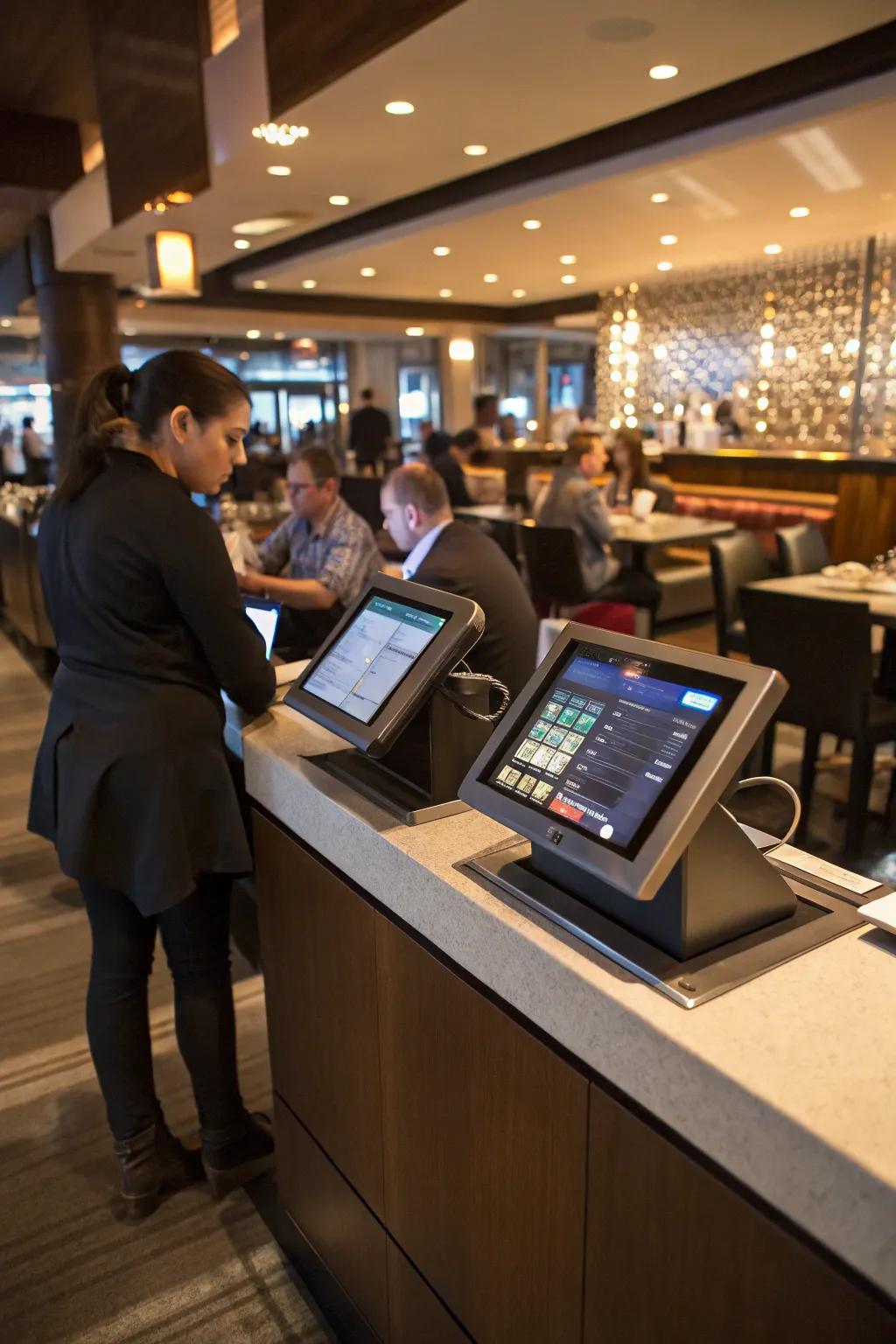 Technological integration keeps your reception point efficient and contemporary.