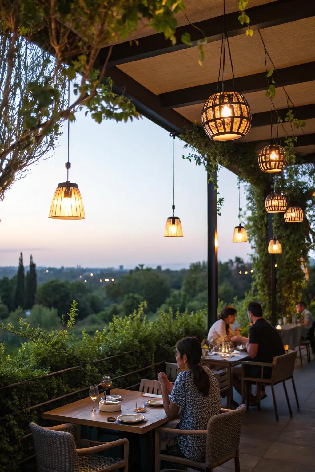 Pendant lights bring focused elegance to dining areas.