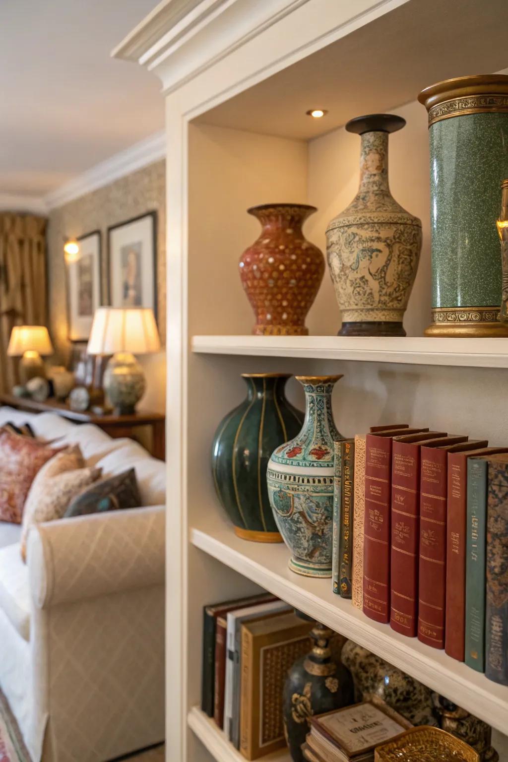 Displaying a collection is a great way to add personal charm.