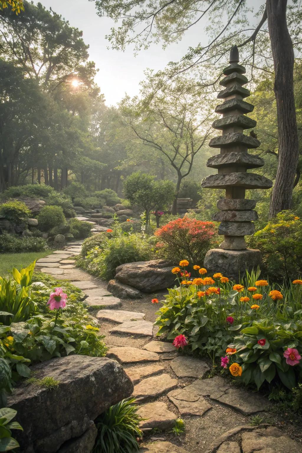 Make a statement with piled stone aspects.