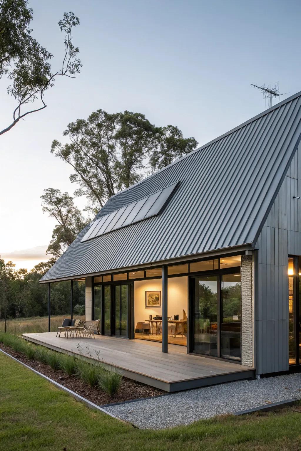 Corrugated metal roofs offer strength and modern style.