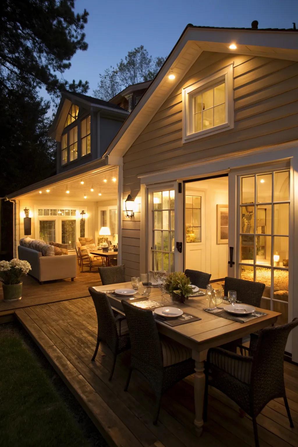 A dining area addition enhances dish time enjoyment.