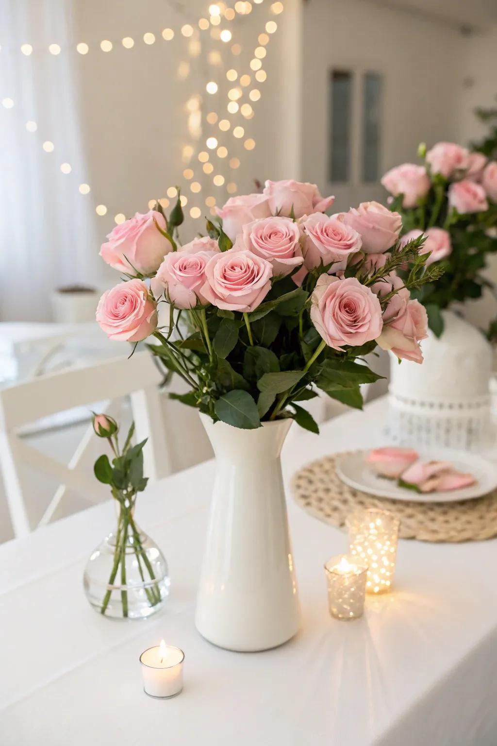 Stylish Simplicity with Ivory Vase and Roses