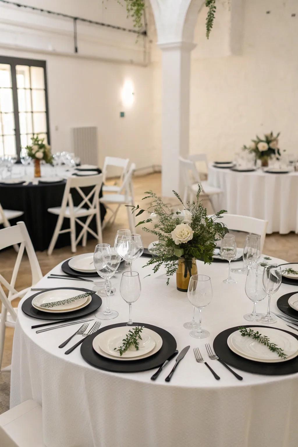 Striking uniform table arrangements for a modern aesthetic.