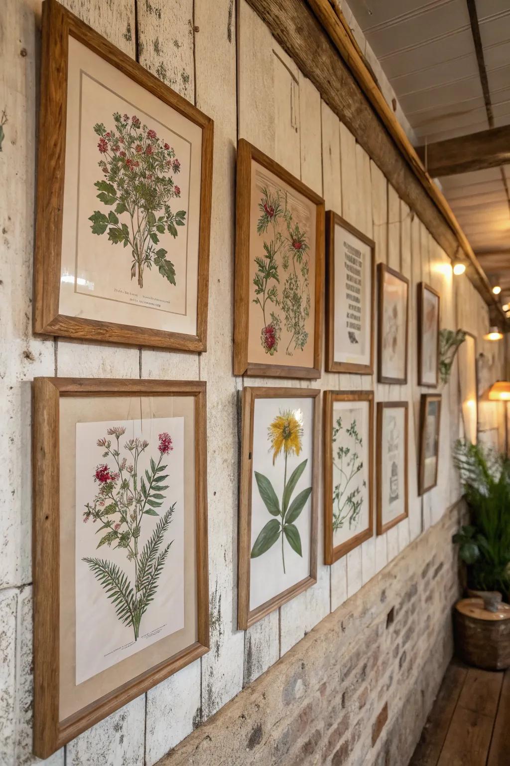 Botanical drawings add beauty to countryside design.