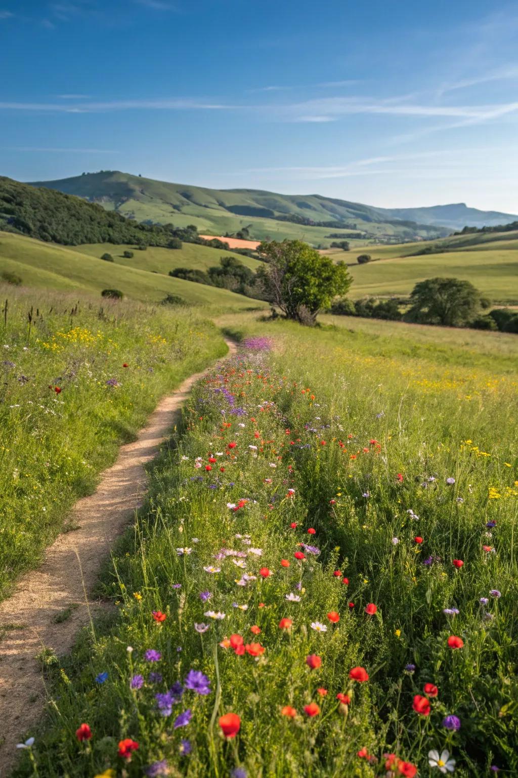 A wildflower field conveying natural beauty to the landscape.