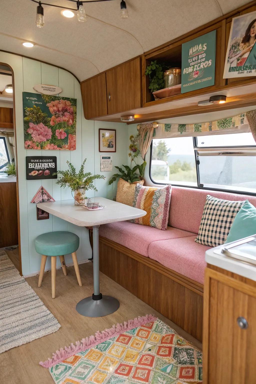 Mid-era contemporary vogue incorporates a retro panache to this RV.