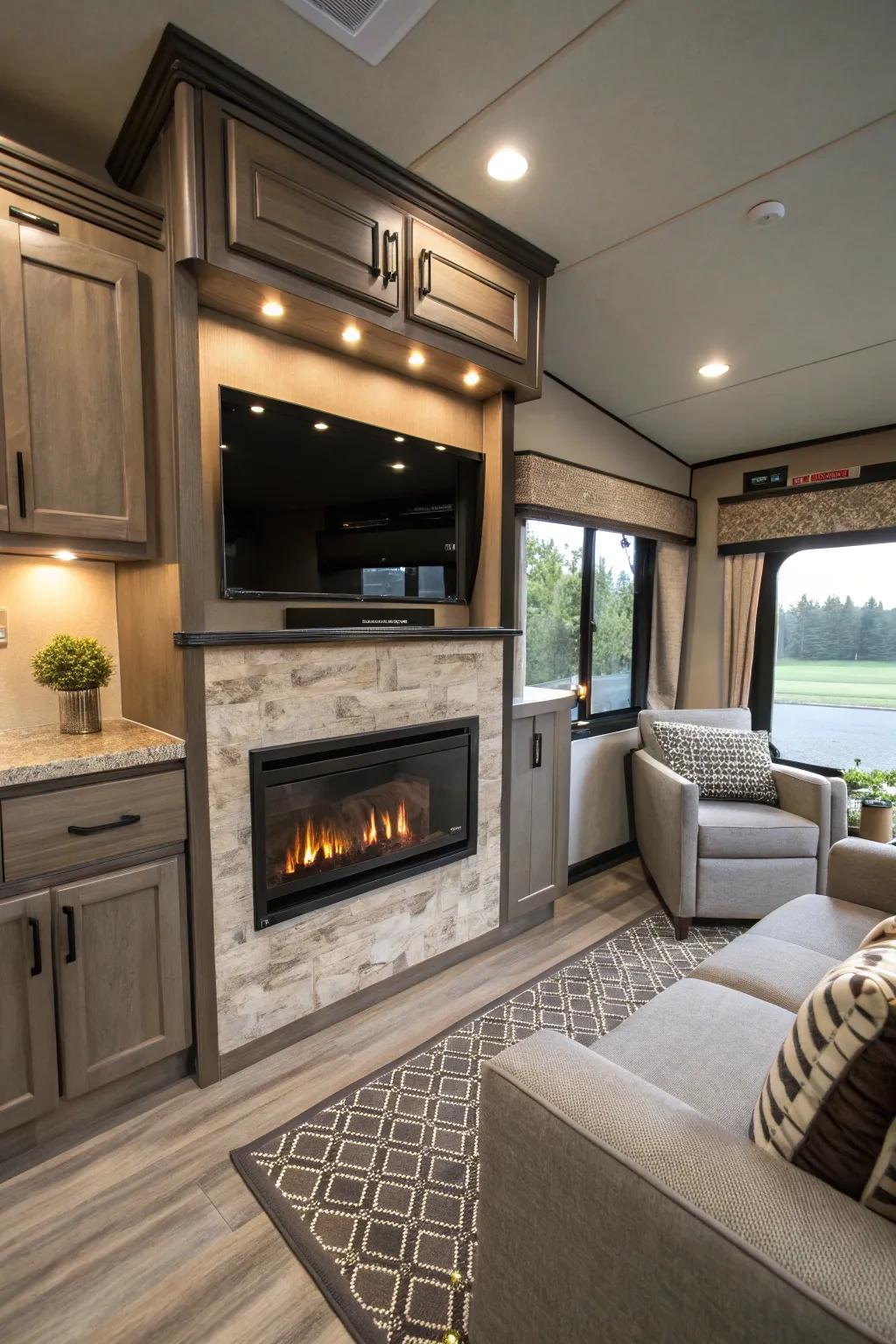 Multi-purpose furnishings maximize RV space.