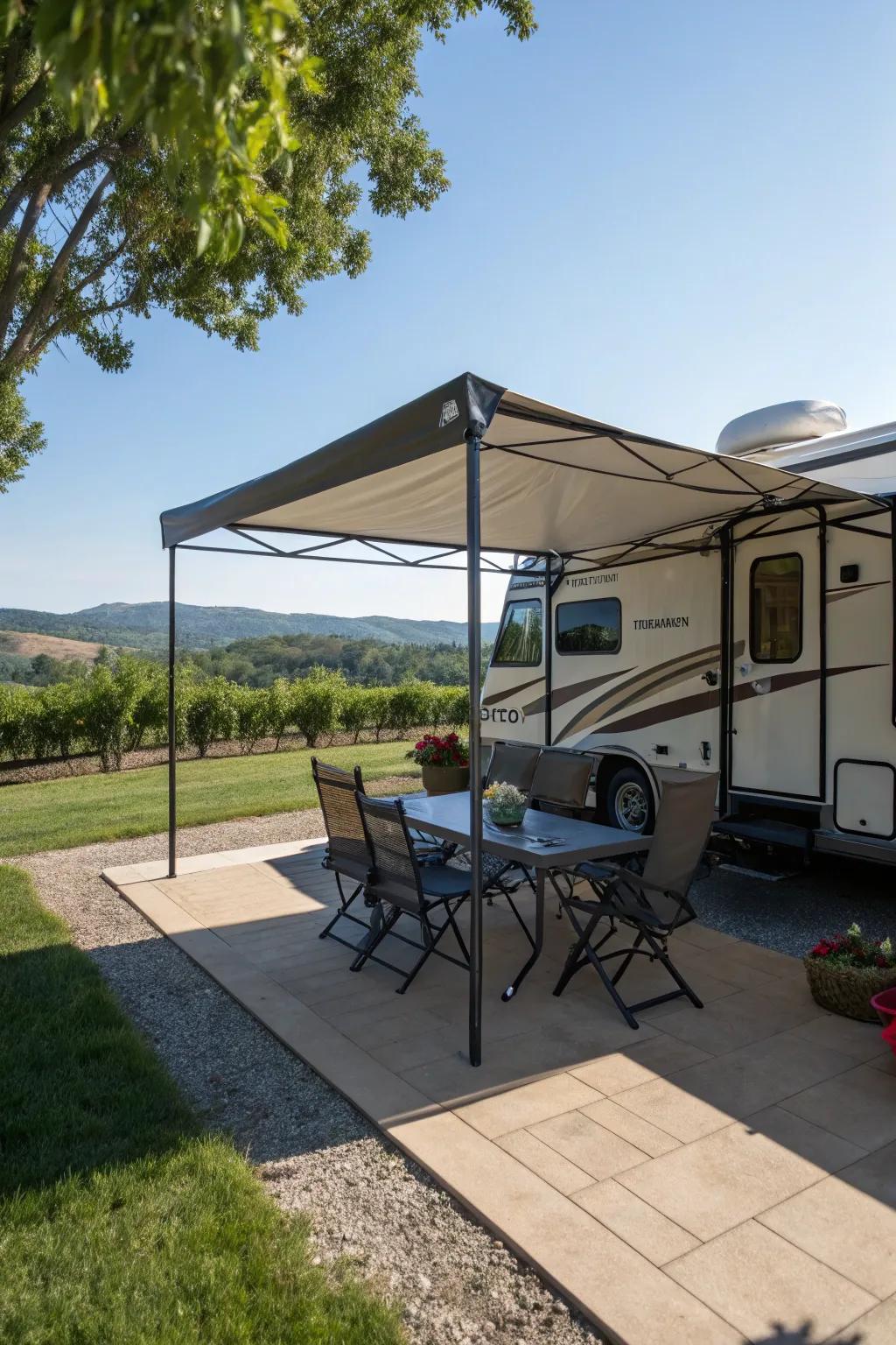 A shelter improves your patio's usability in various weather conditions.