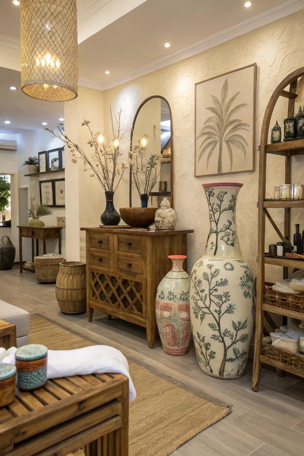 Artisanal decor adds personal flair.