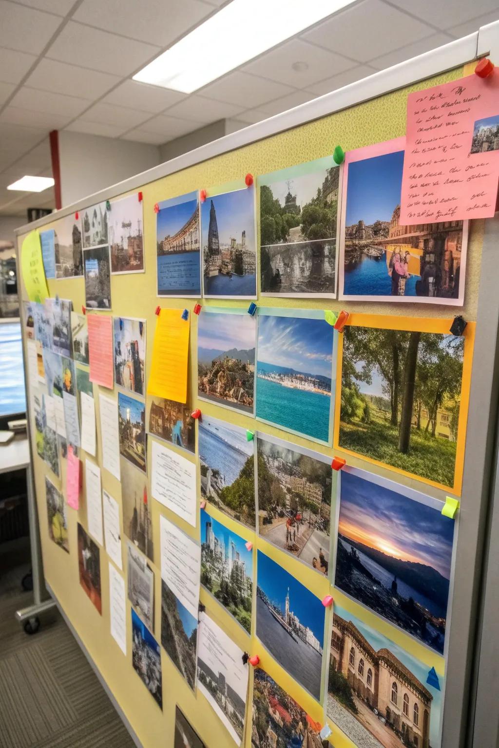 A journey stories display featuring employee photos and anecdotes from around the world.