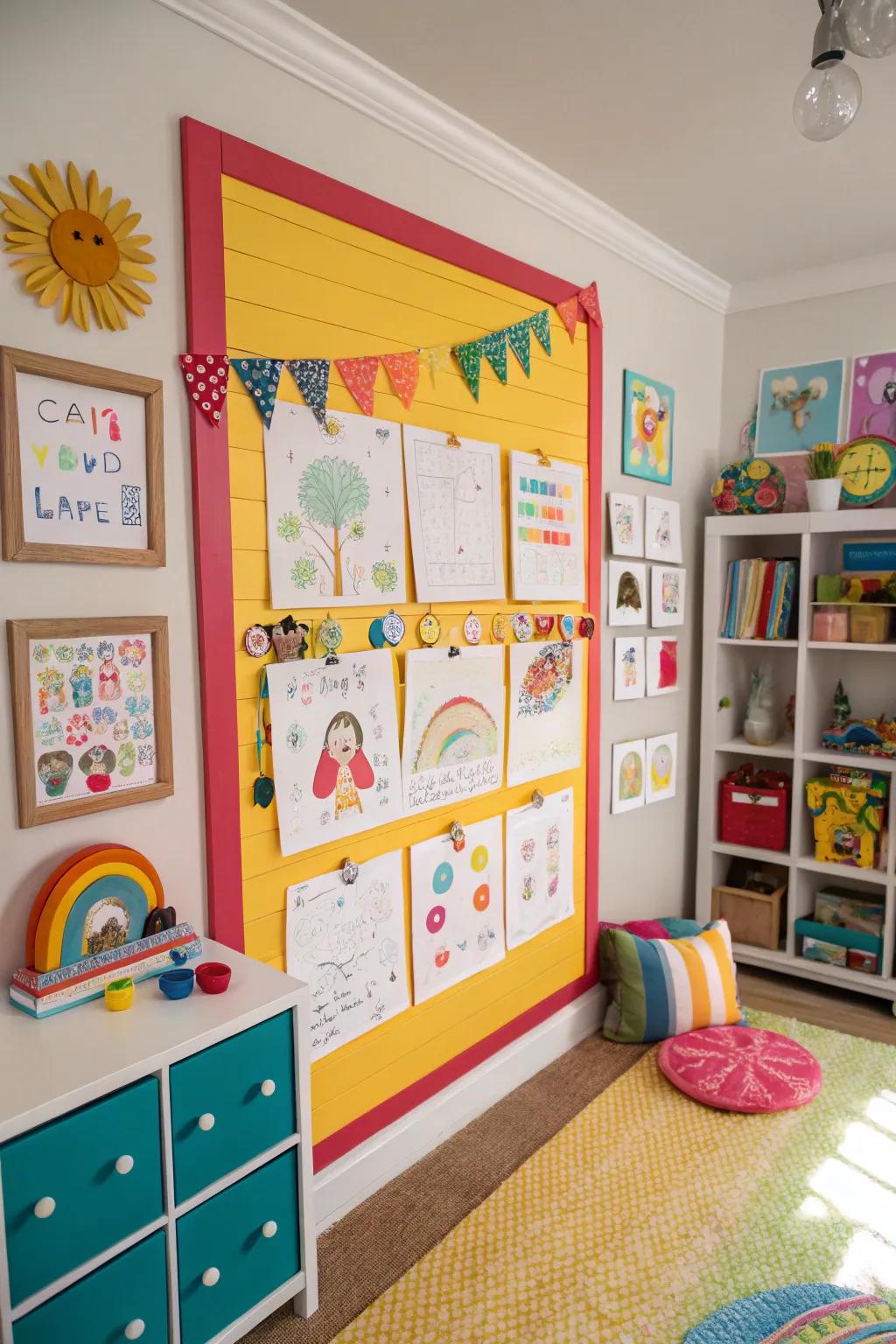 Foster creativity in your child with a playful timber cladding notice board.