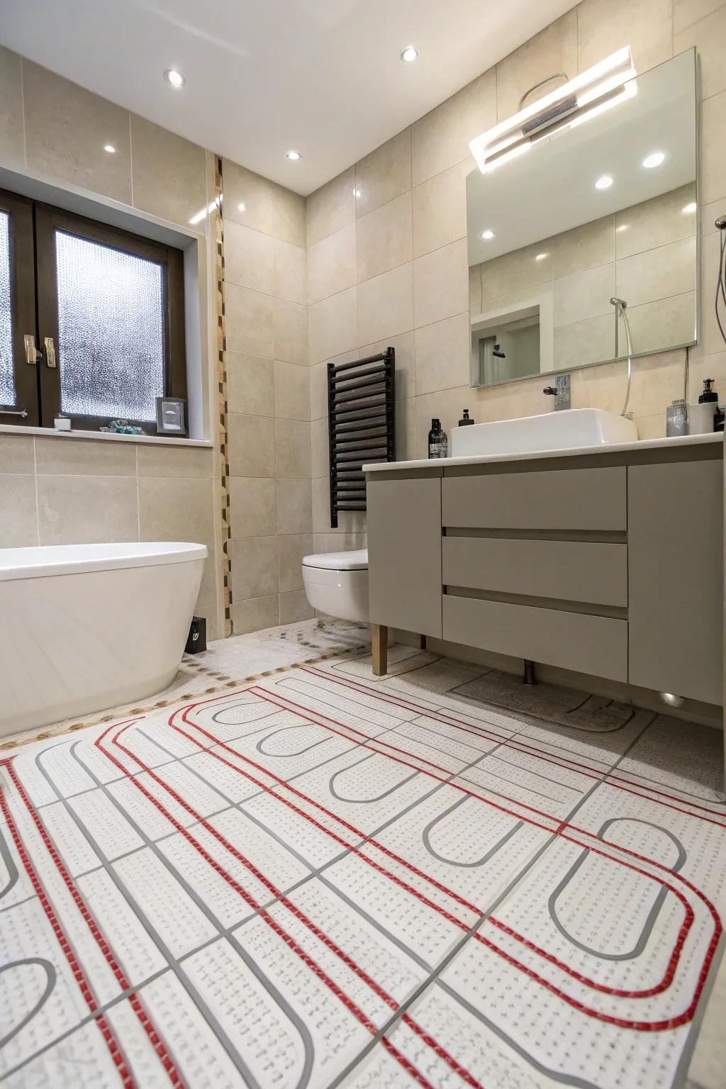 Heated flooring for added comfort.