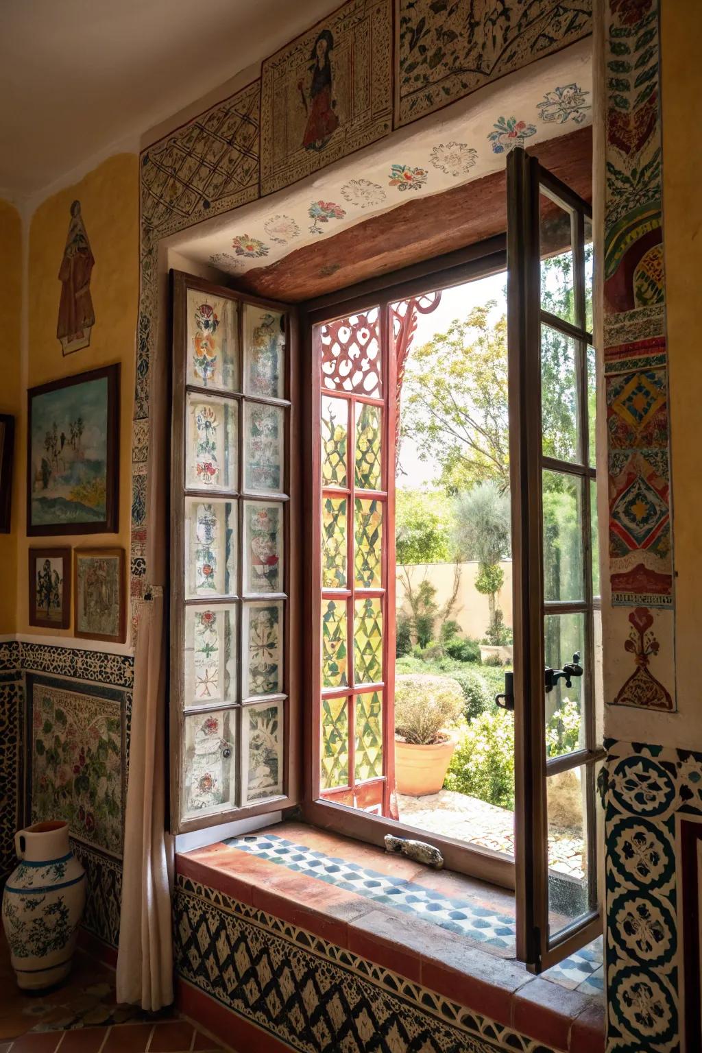 Artistic and playful flair is added by patterned trims.