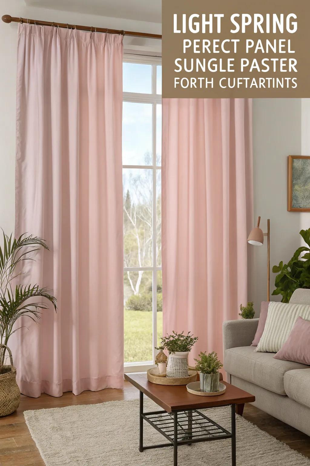 Pastel drapes refresh the living room d&eacute;cor for the spring season.
