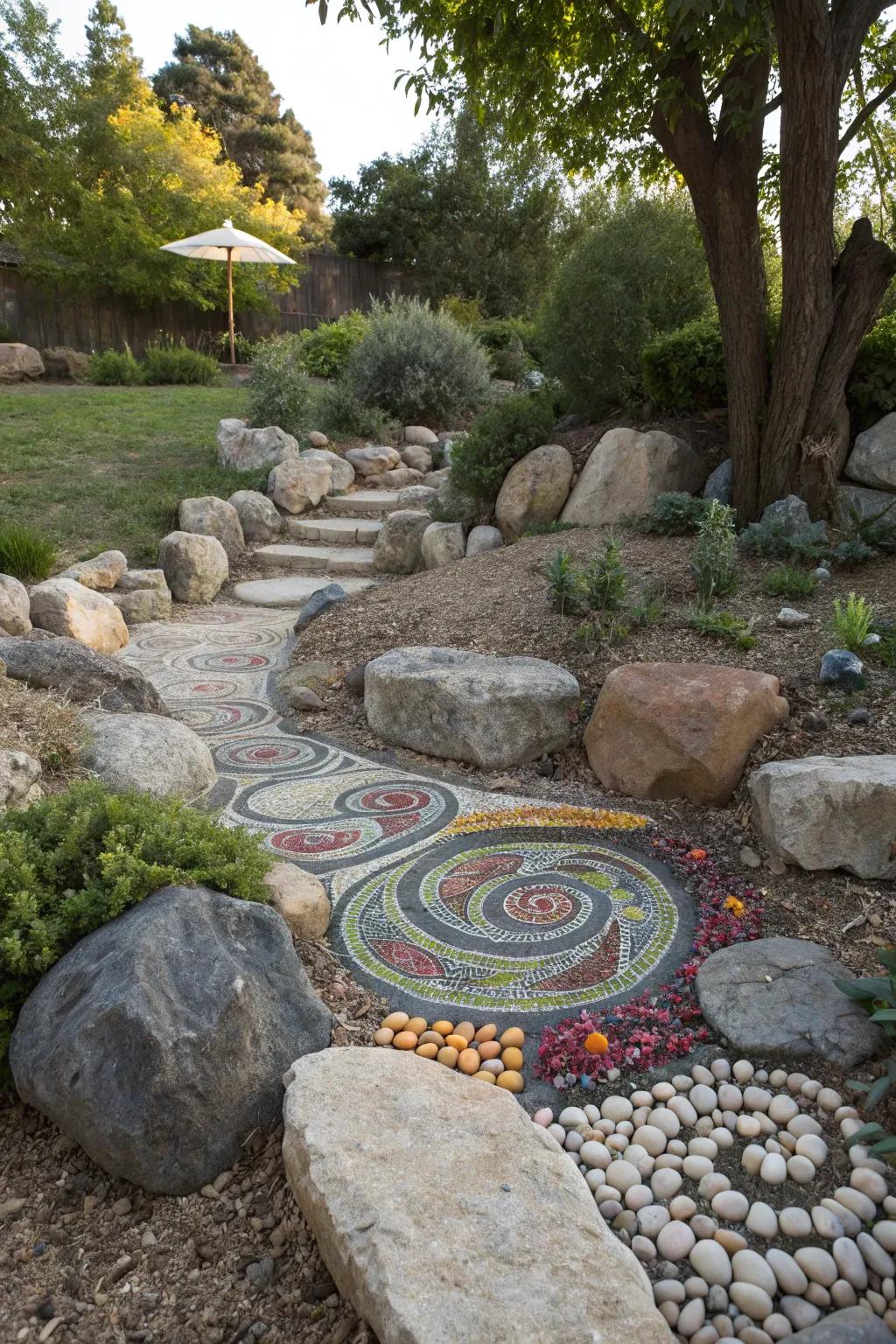 Inventive stone patterns give a stone garden a distinctive touch.