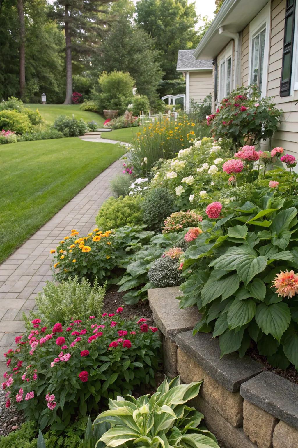 Achieve depth using layered plant elevations.