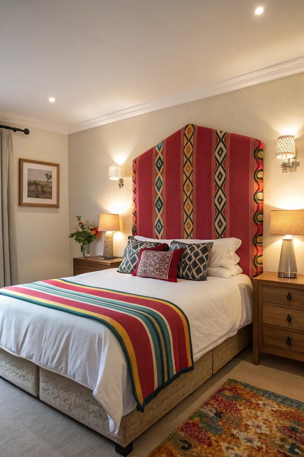 Statement headboards give visual interest.