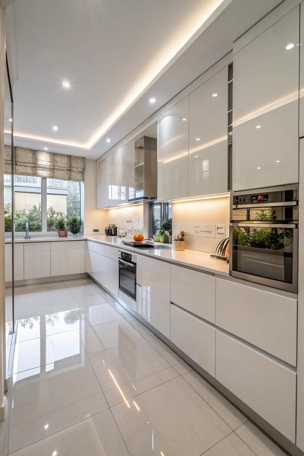 Mirrors add light and space to your cooking area.