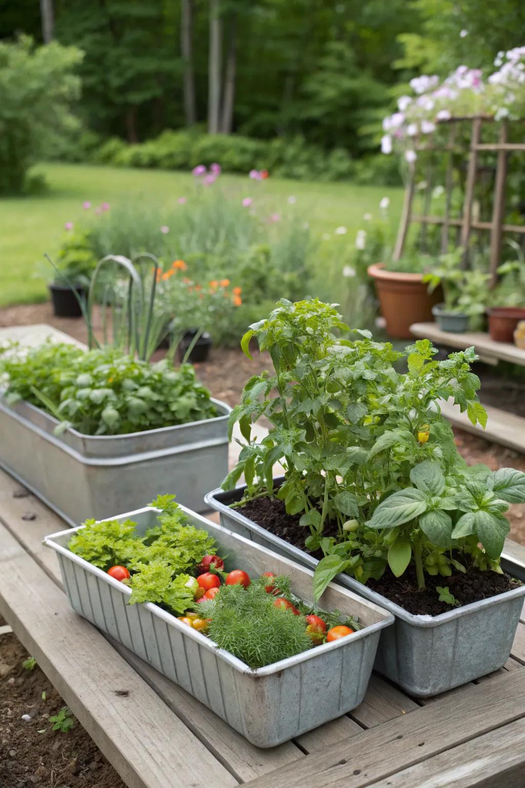 Potted consumables provide fresh ingredients straight from your small personal garden.
