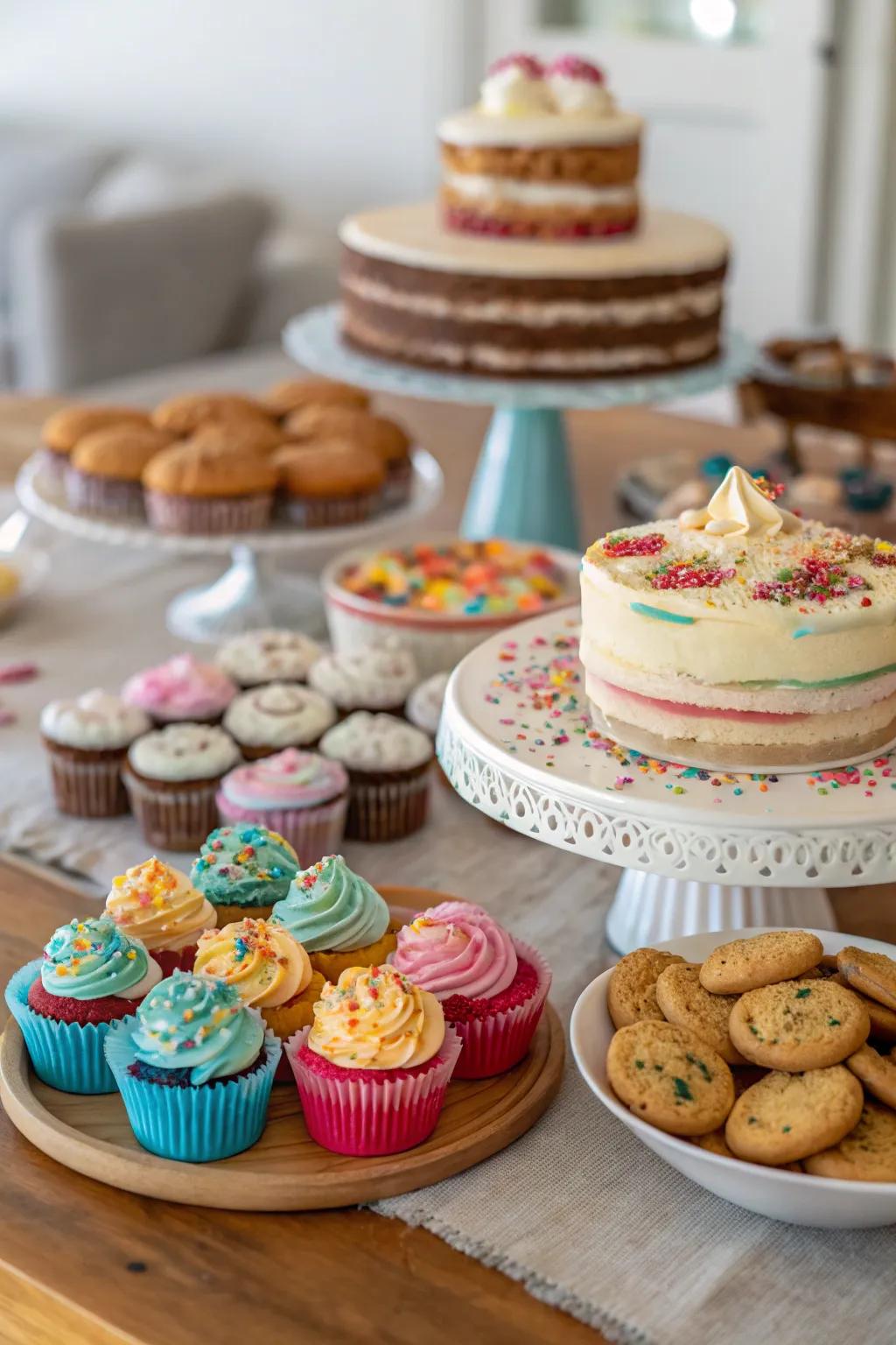 A sweet treat bar arrangement featuring a variety of sweets and treats.