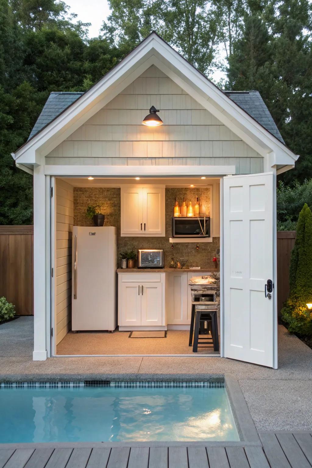 Convenience and charm with a mini kitchen setup.