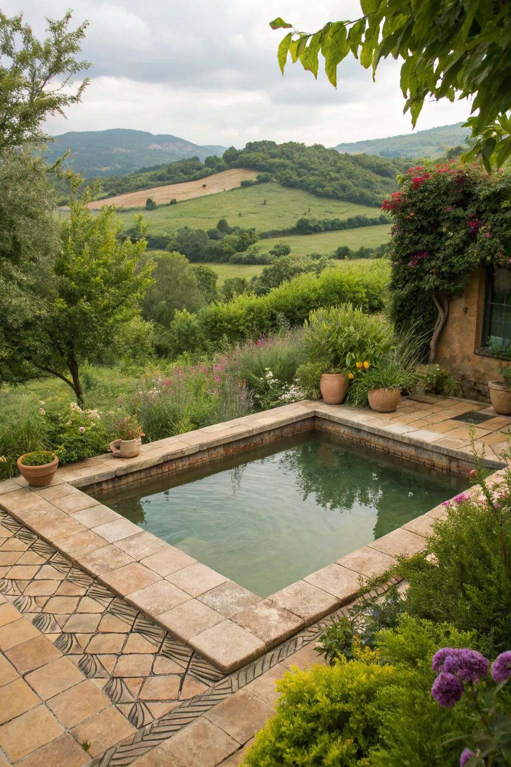 Soil tones blend this pool beautifully with its surroundings.