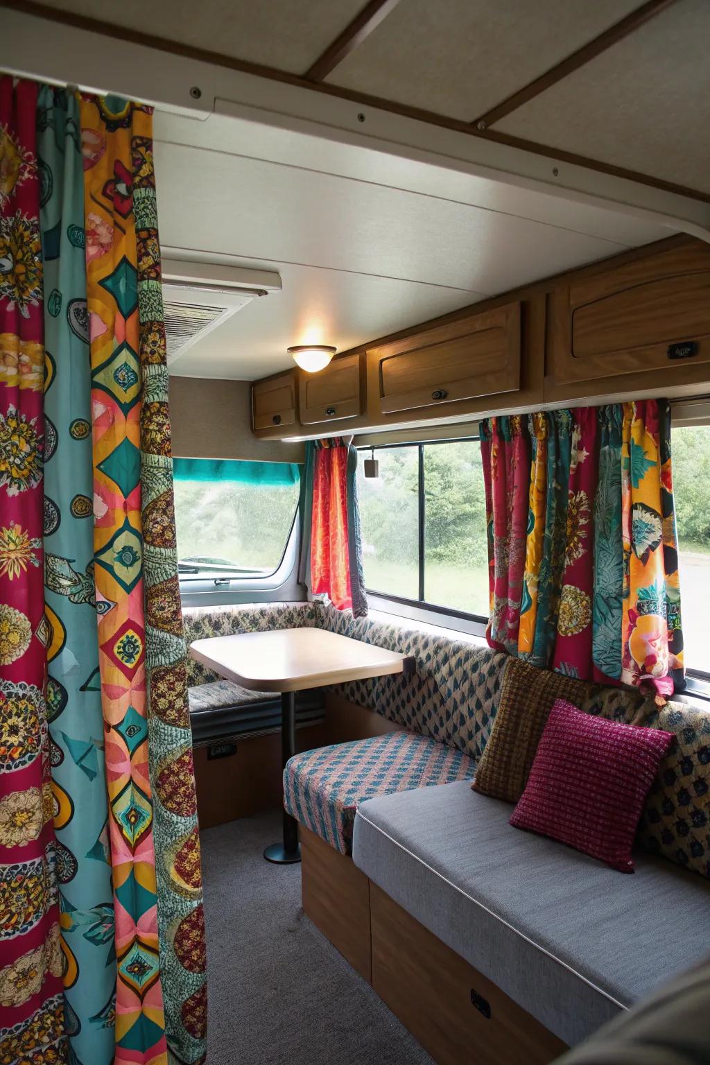 Window coverings add both privacy and style to your RV's interior.